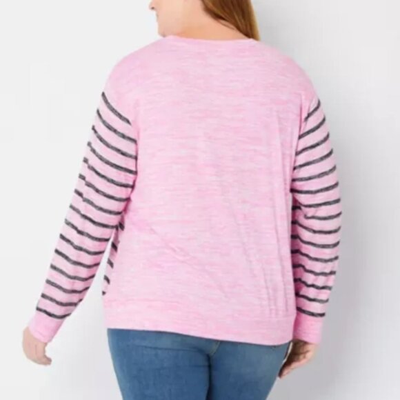 St. John's Bay Womens Plus Round Neck Long Sleeve T-Shirt Size PXL - Picture 2 of 2